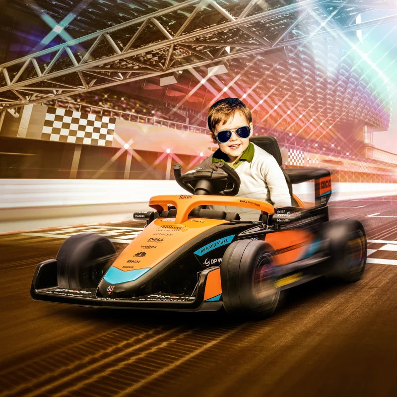 Qaba 12V Electric Car for Kids with Suspension, Music, MP3, Remote Control for 3-5 Years, Orange
