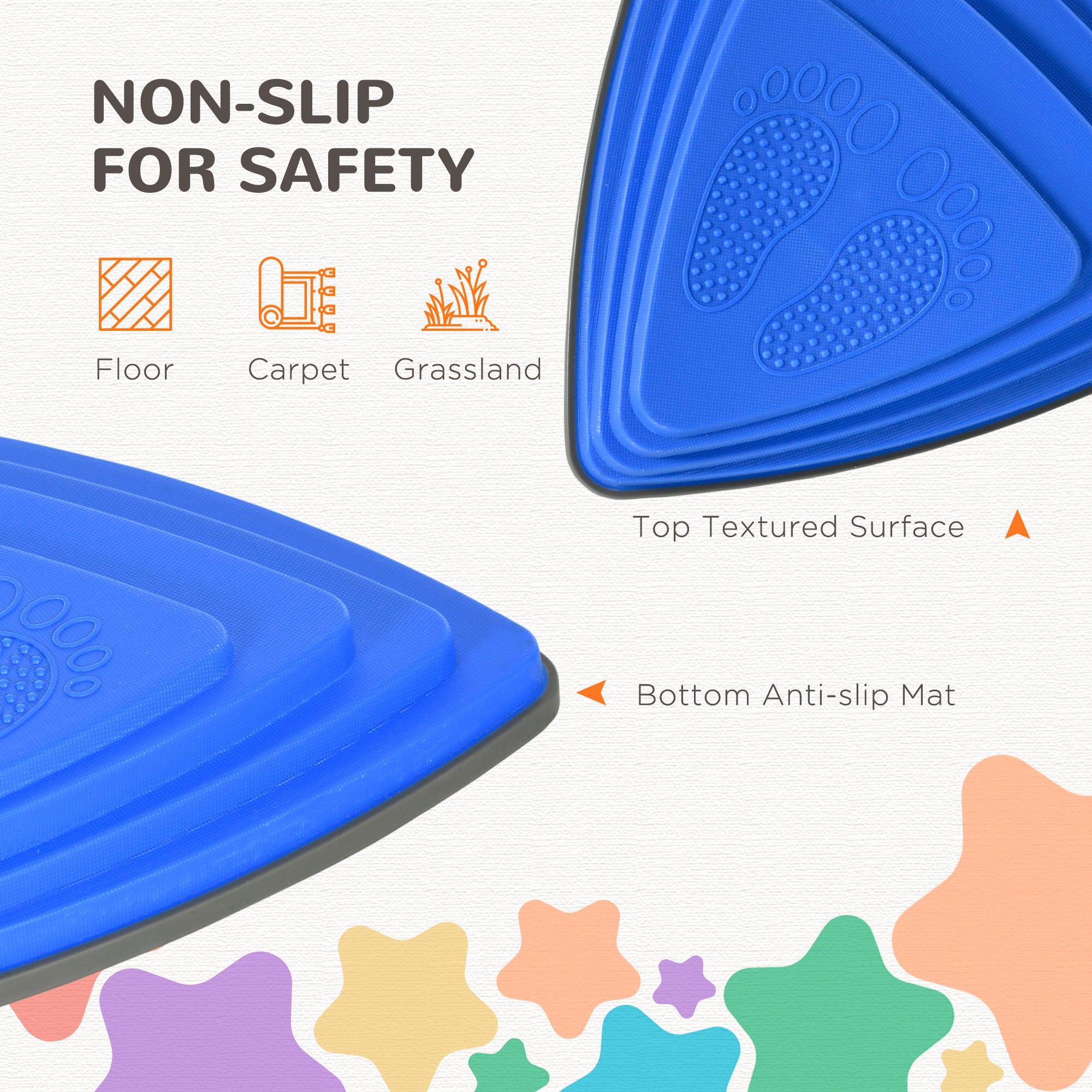 Outsunny Kids Balance River Stones Obstacle Course Sensory Play Stones Outdoor Indoor Play for Ages 3-8 