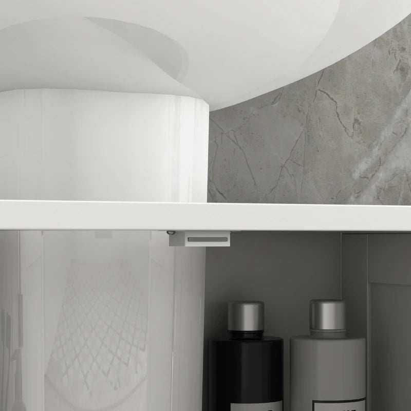Bathroom Vanity, 24" Pedestal Sink Bathroom Vanity Furniture with 2 Doors and Shelf, White