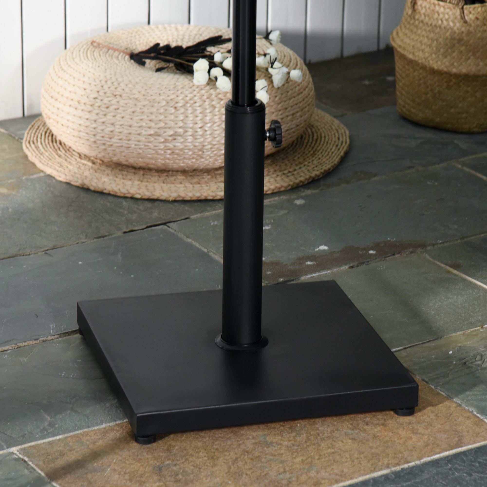 Outsunny 29 lbs Market Umbrella Base Holder 16" Heavy Duty Square Parasol Stand for Patio Outdoor Backyard Black 