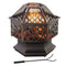 Outsunny Portable Outdoor Fire Pit Bronze Screen Cover Wood Burning Bowl Poker Patio Backyard Decor