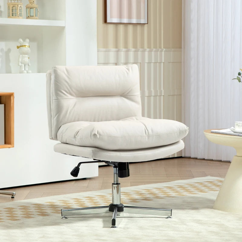 Armless Office Chair, Criss Cross Chair with Adjustable Height & Tilt Function for Home Office, Study, Light Grey
