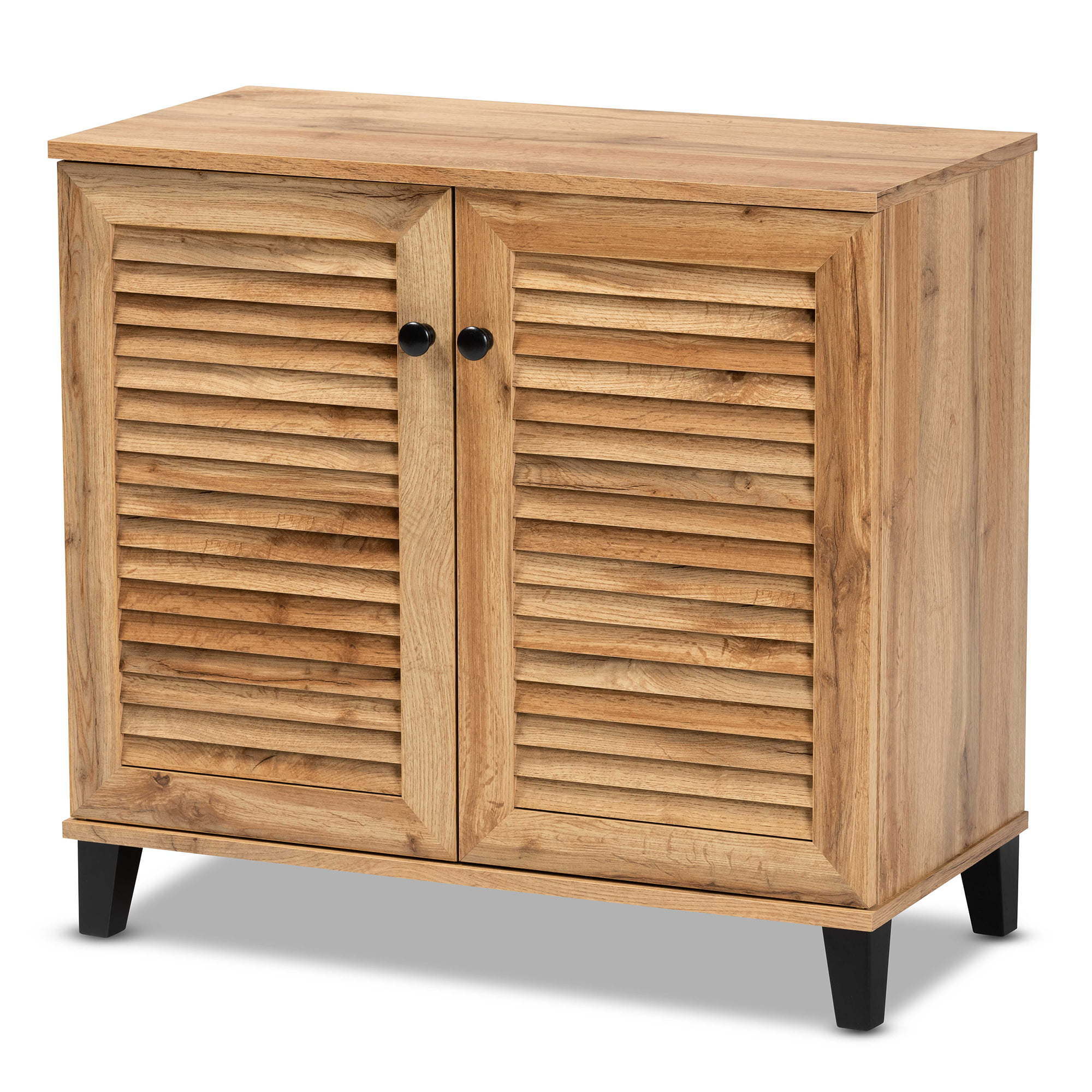 Coolidge Modern and Contemporary Oak Brown Finished Wood – 2-Door Shoe Storage Cabinet