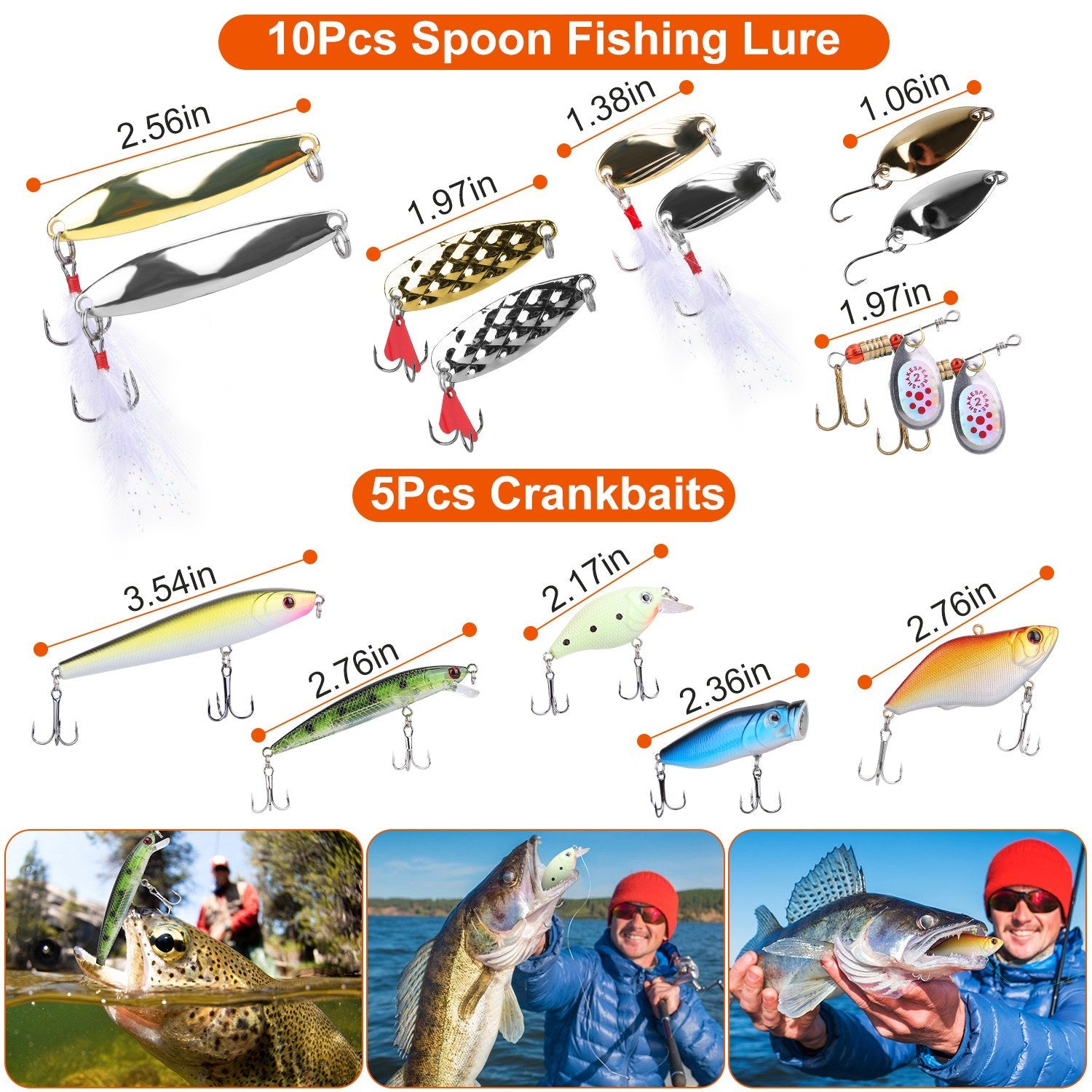 101-Piece Fishing Lures Kit – Soft Plastic Baits, Spoon Fishing Gear, Crankbaits, and Tackle Box