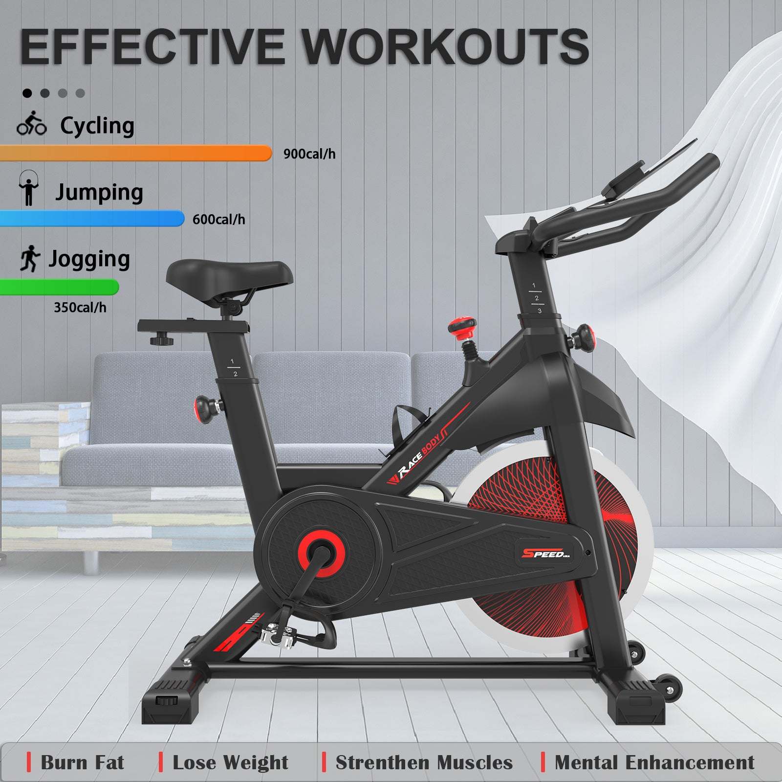 Indoor Cycling Exercise Bike - Stationary Home Gym Workout Fitness Bike with Comfortable CushionÂ 