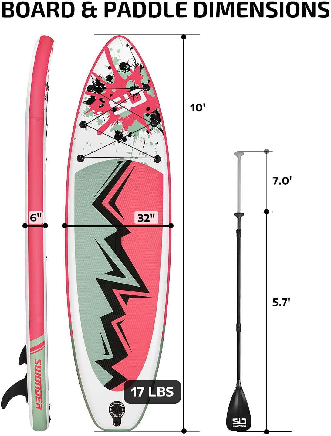 Inflatable Stand Up Paddleboard (SUP) - Premium Accessories, 32" Wide Board with Non-Slip Deck for Adults and Family