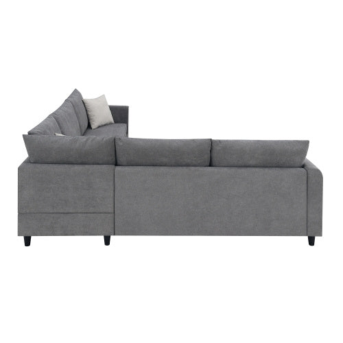 91x91" Modern Upholstered Living Room Sectional Sofa – L-Shaped Couch with 3 Pillows