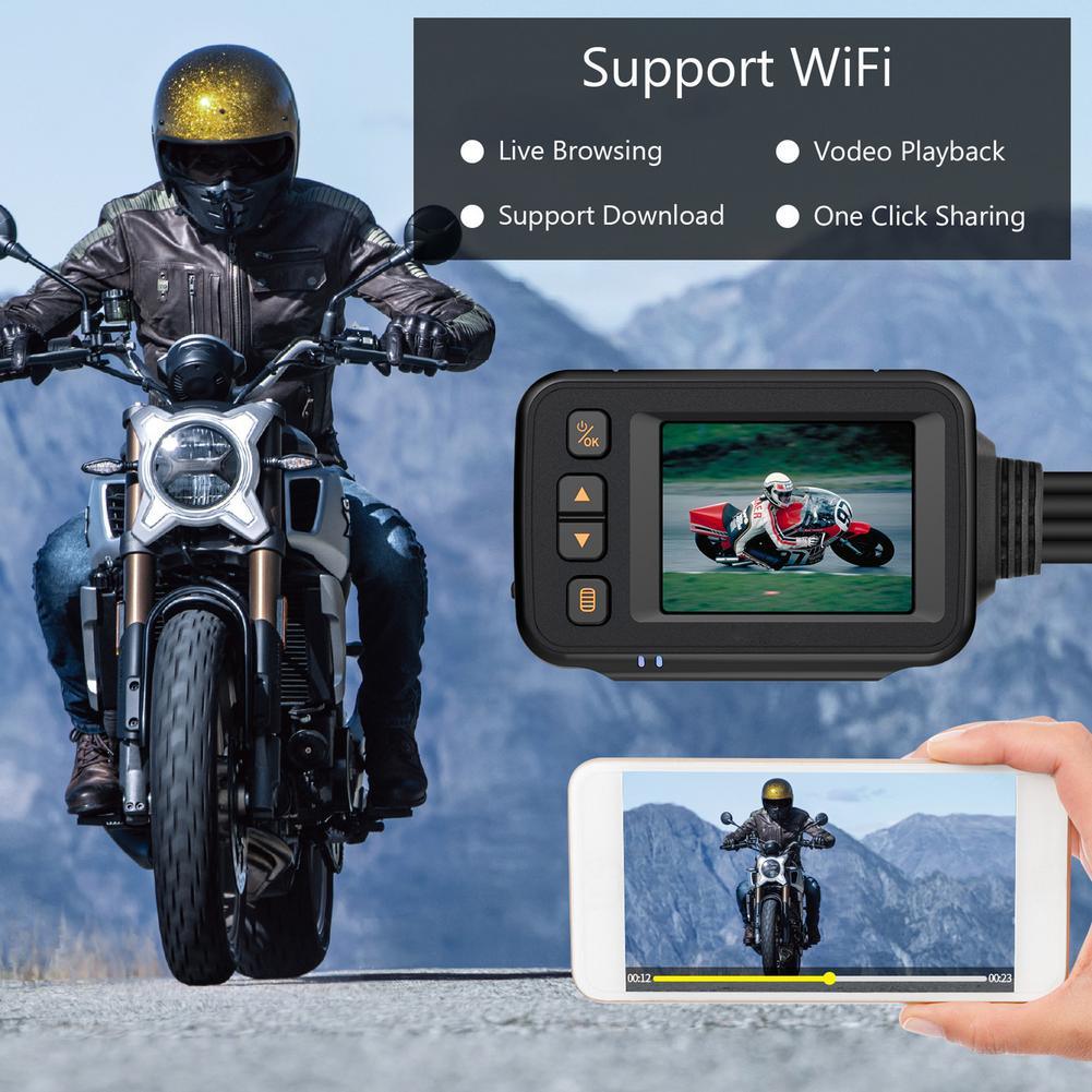 MT30 Motorcycle Dash Cam - 1080P Full HD Front & Rear View Camera, Waterproof Dual-Lens GPS Recorder with 32GB Built-In Storage