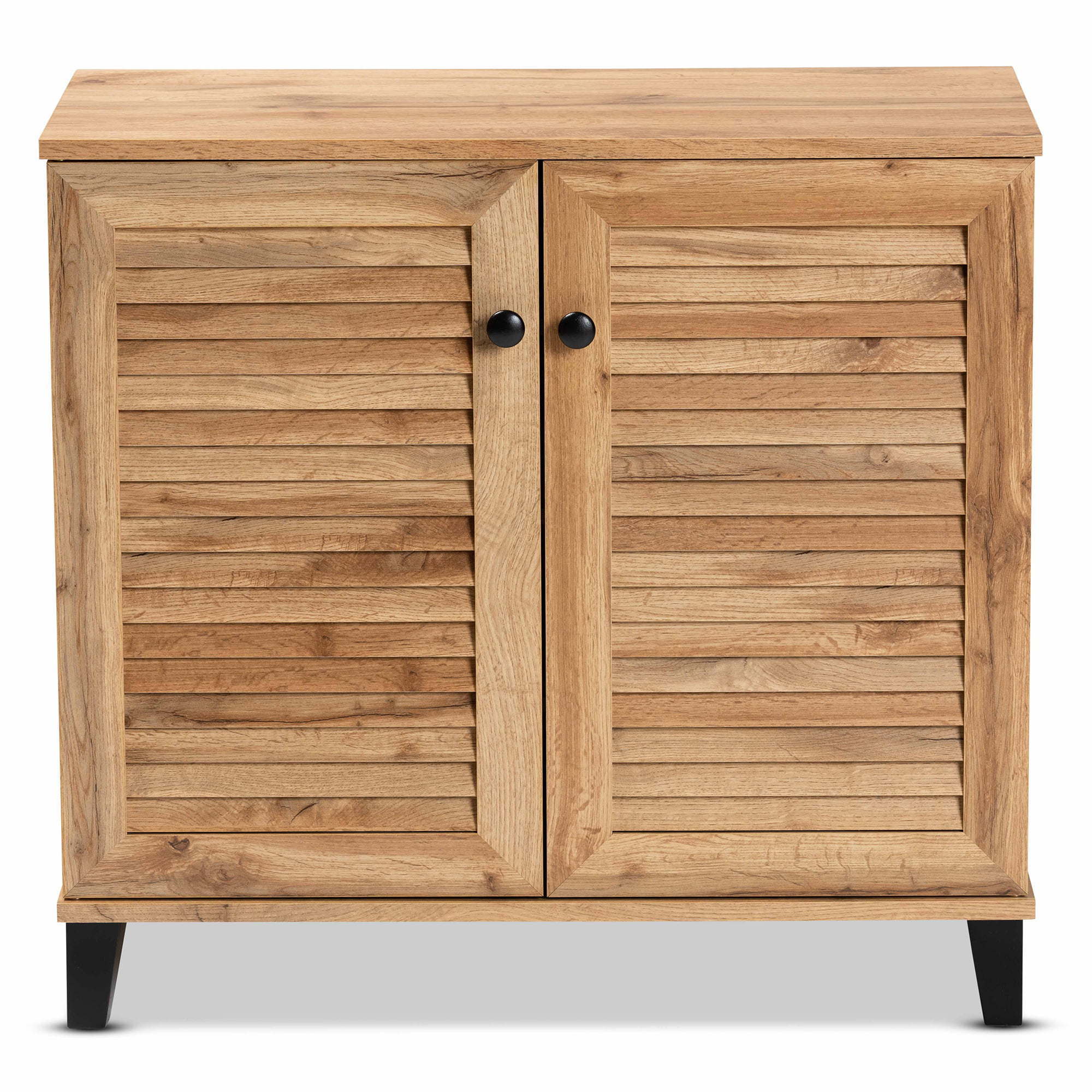 Coolidge Modern and Contemporary Oak Brown Finished Wood – 2-Door Shoe Storage Cabinet