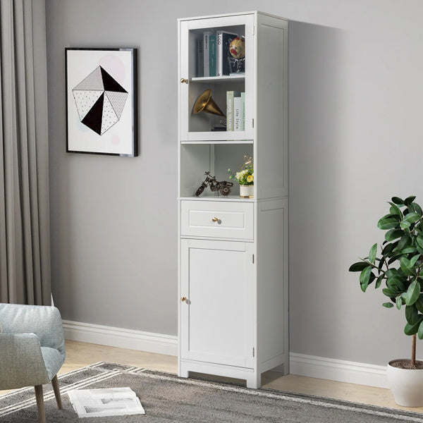 2-Door Bathroom Cabinet – White, 1 Pumping, 1 Shelf