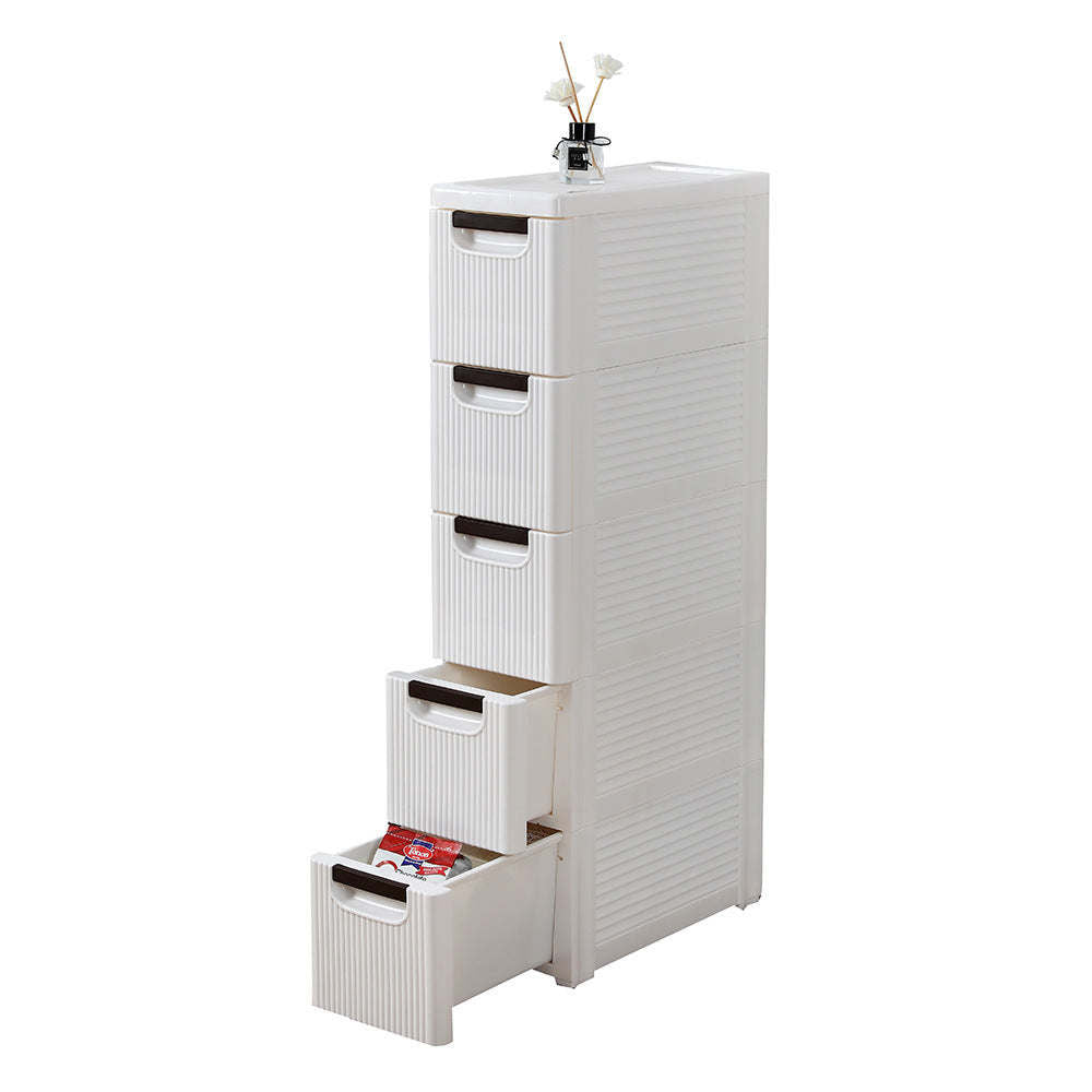 5-Tier Rolling Cart Organizer Unit with Wheels – Narrow Slim Container Storage Cabinet