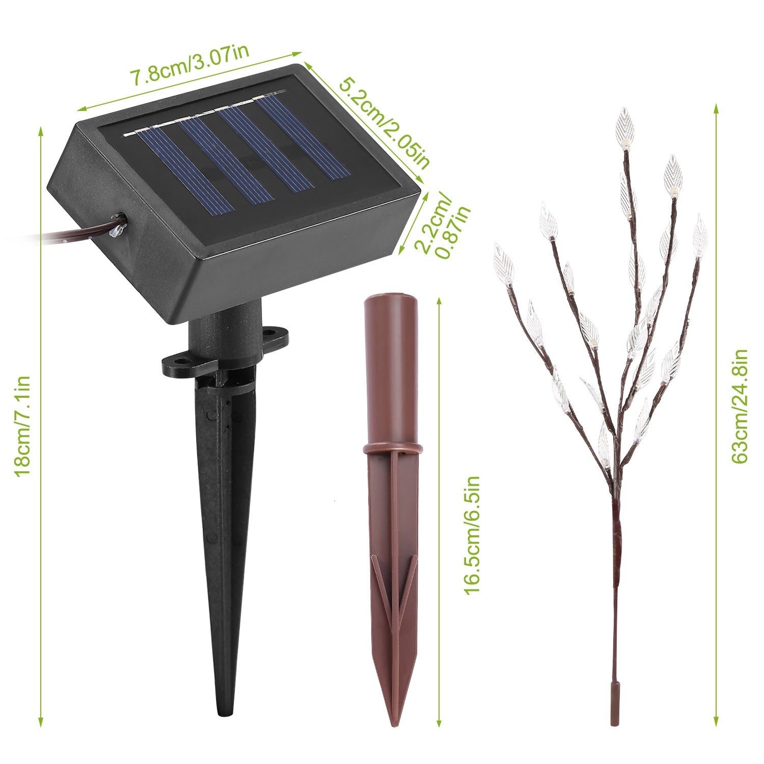 3 PCS 60 LED Solar Garden Lights â€“ Tree Branch Leaf Shape, IP65 WaterproofÂ 