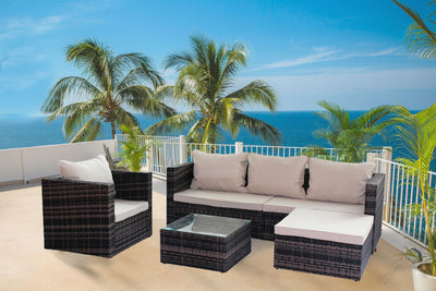 Rattan Patio Furniture Set â€“ 4-Piece Wicker Sectional Sofa with Cushions for Garden and Patio, BrownÂ 