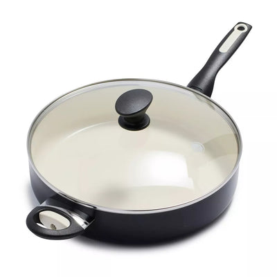 Rio 5QT Ceramic Nonstick Covered Saute Pan with Helper Handle - BlackÂ 