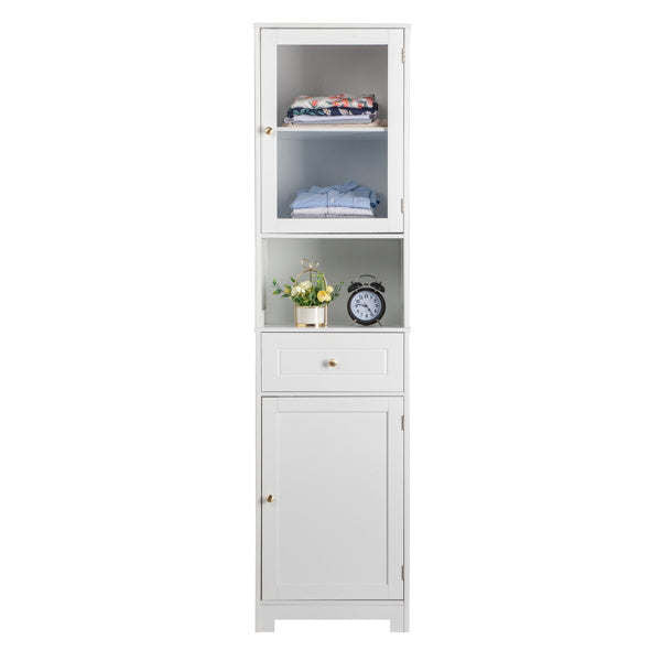 2-Door Bathroom Cabinet – White, 1 Pumping, 1 Shelf