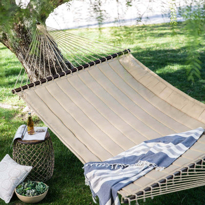 Taupe Brown Quilted Double Hammock â€“ Spacious 13 ft x 4.5 ft, Comfortable Relaxation HammockÂ 