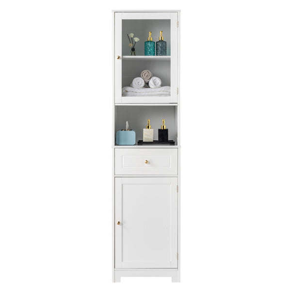 2-Door Bathroom Cabinet – White, 1 Pumping, 1 Shelf