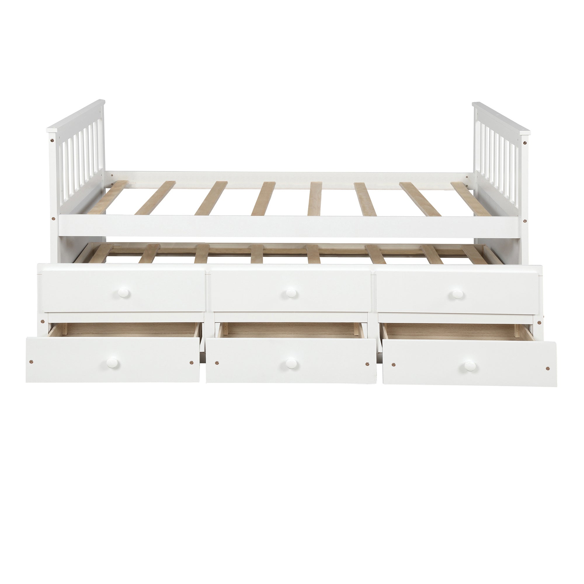 Captain's Twin Daybed with Trundle Bed and Storage Drawers â€“ Kids' Bed, Space-Saving DesignÂ 