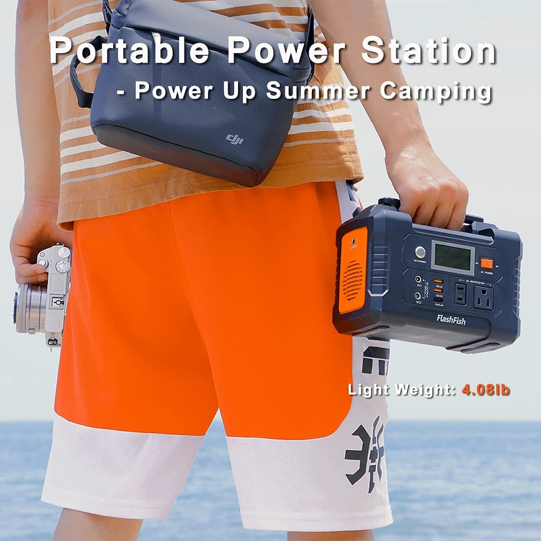 200W Portable Power Station â€“ FlashFish 40800mAh Solar Generator, 110V AC Outlet, 2 DC Ports, 3 USB Ports, Backup Battery PackÂ 