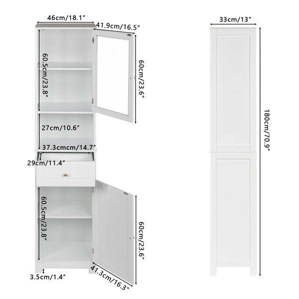 2-Door Bathroom Cabinet – White, 1 Pumping, 1 Shelf