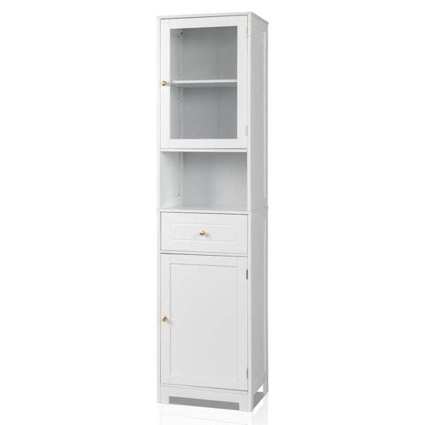 2-Door Bathroom Cabinet – White, 1 Pumping, 1 Shelf