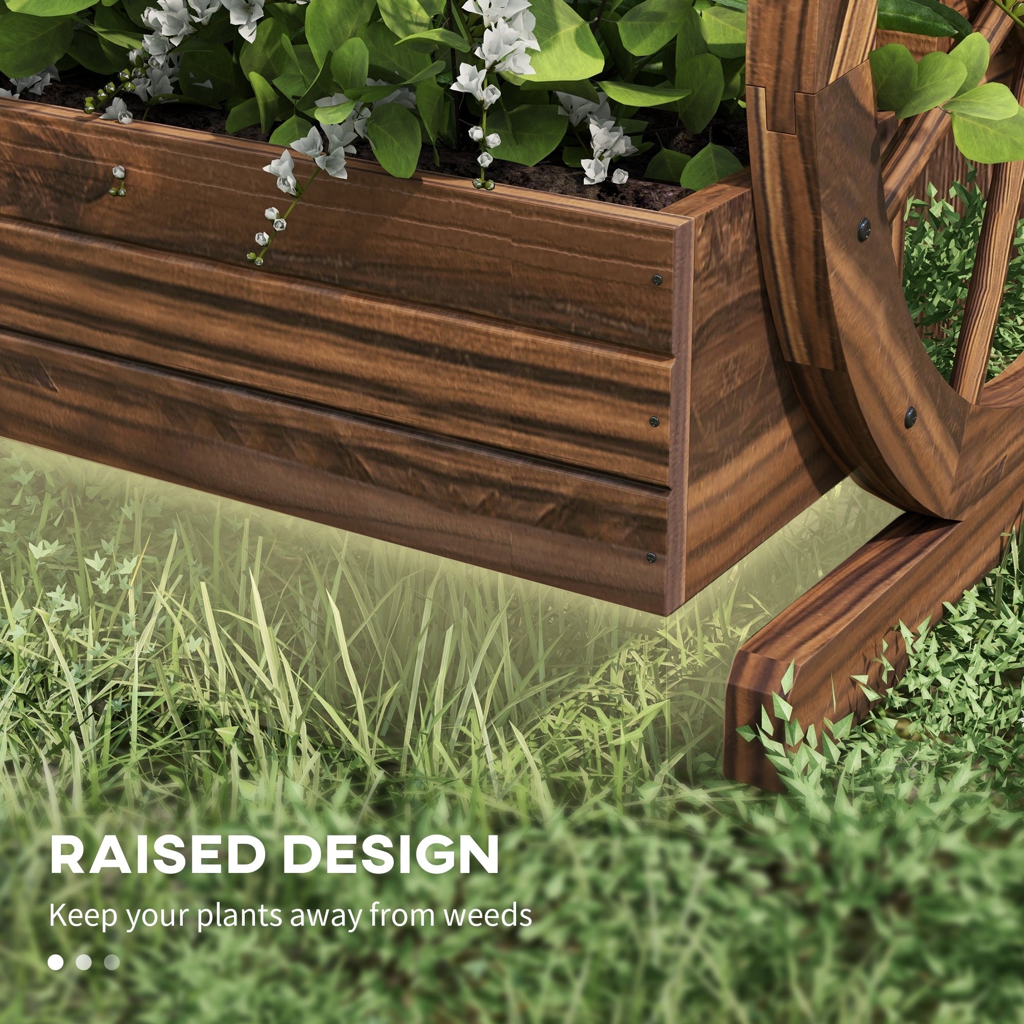 Outsunny 2-Tier Raised Garden Bed - Wooden Wagon Planter Boxes with Drainage Holes for Vegetables, Flowers, and Herbs (25" x 21" x 24")