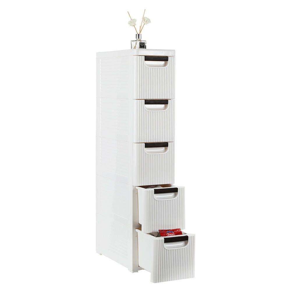 5-Tier Rolling Cart Organizer Unit with Wheels – Narrow Slim Container Storage Cabinet