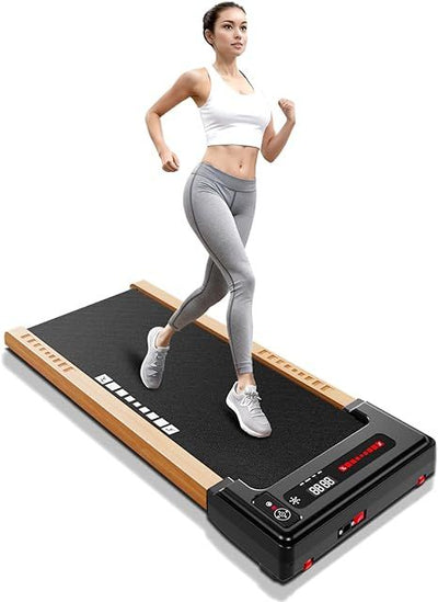 Wood Under Desk Treadmill â€“ Portable Walking Pad with LED Display, Remote Control, and Installation-Free Design for Home, Office, and ApartmentÂ 