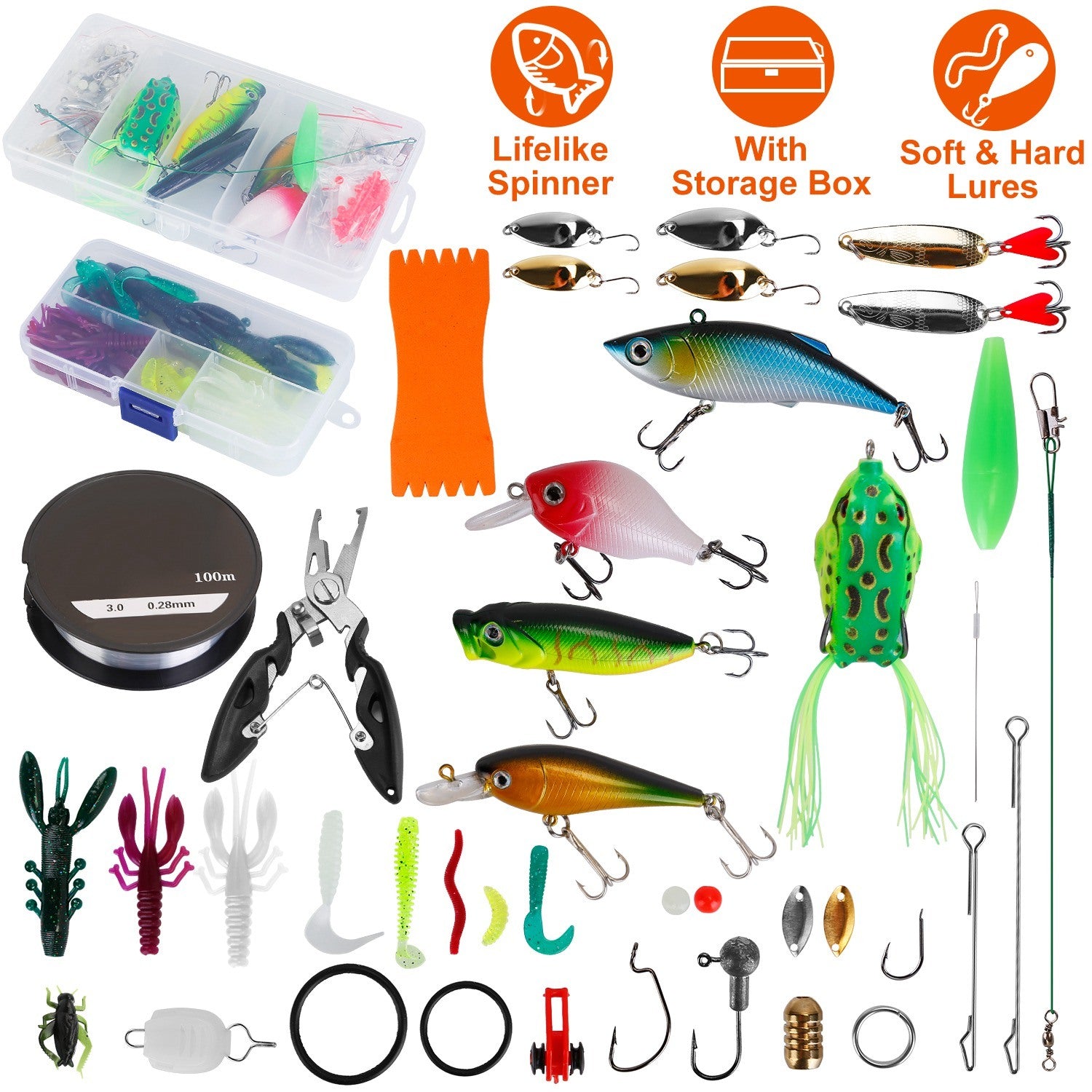 383Pcs Fishing Lures Tackle Box – Bass Fishing Animated Lure Crankbaits