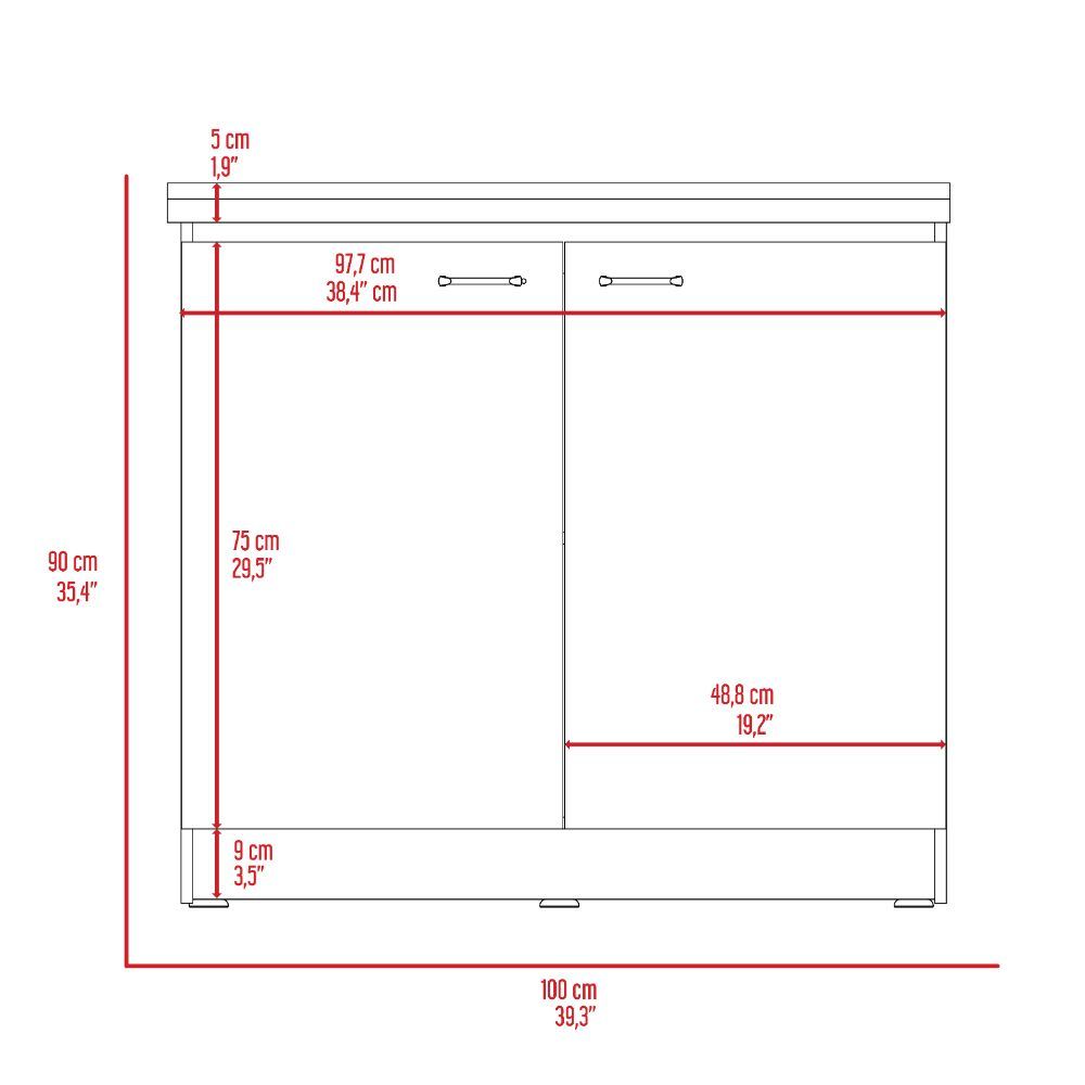 Napoles Utility Sink with Cabinet - Double Door Cabinet, One Shelf, Smokey Oak & Light Gray