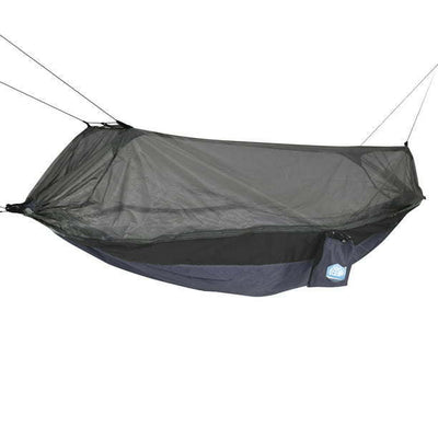 Nylon Mosquito Hammock with Attached Bug Net - 1 Person, Dark Gray and Black, Open Size 115" L x 59" WÂ 