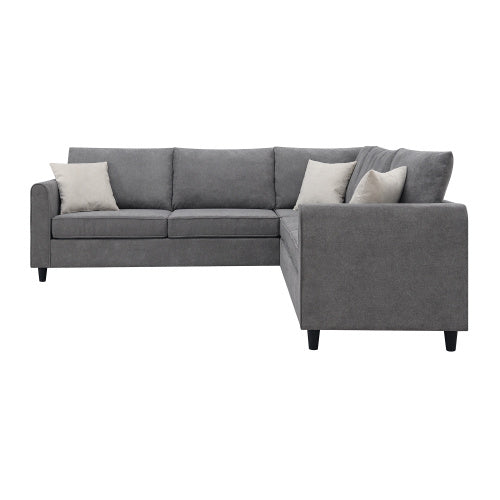 91x91" Modern Upholstered Living Room Sectional Sofa – L-Shaped Couch with 3 Pillows