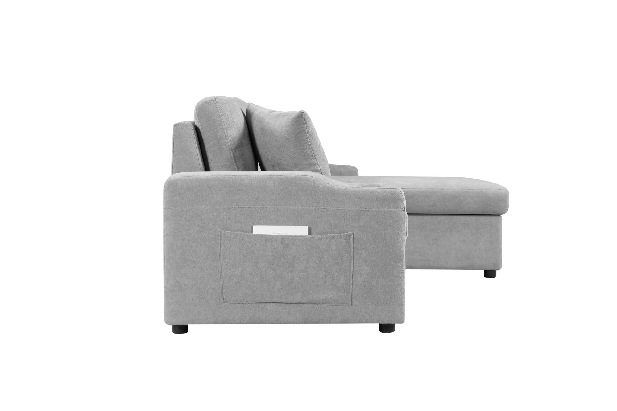 Convertible Corner Sofa with Armrest Storage – Living Room and Apartment Sectional Sofa, Right Chaise Longue, Grey