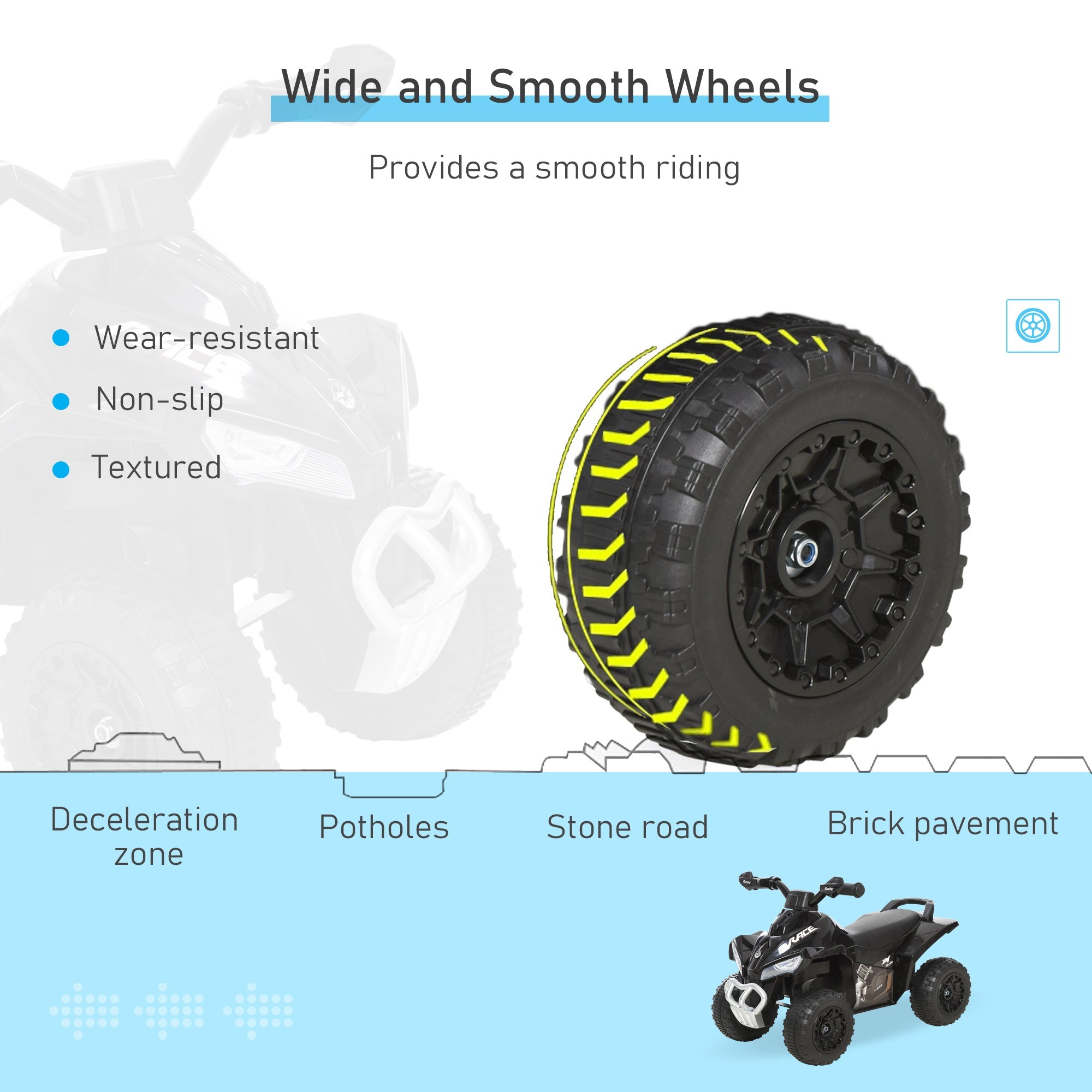 Aosom Ride on Toy for Kids 4 Wheel Motorcycle Baby Walker Toddler Ride on Car Battery Powered Toys for Kids 18-36 Months Black 