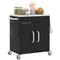 Outdoor Grill Cart with Stainless Steel Top, Pizza Oven Table with Wheels Hooks Cabinet Handles,  Black