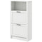 HOMCOM Shoe Rack Cabinet 10 Pairs Open Shelf 2 Drawers Space Efficient Hallway Entryway White