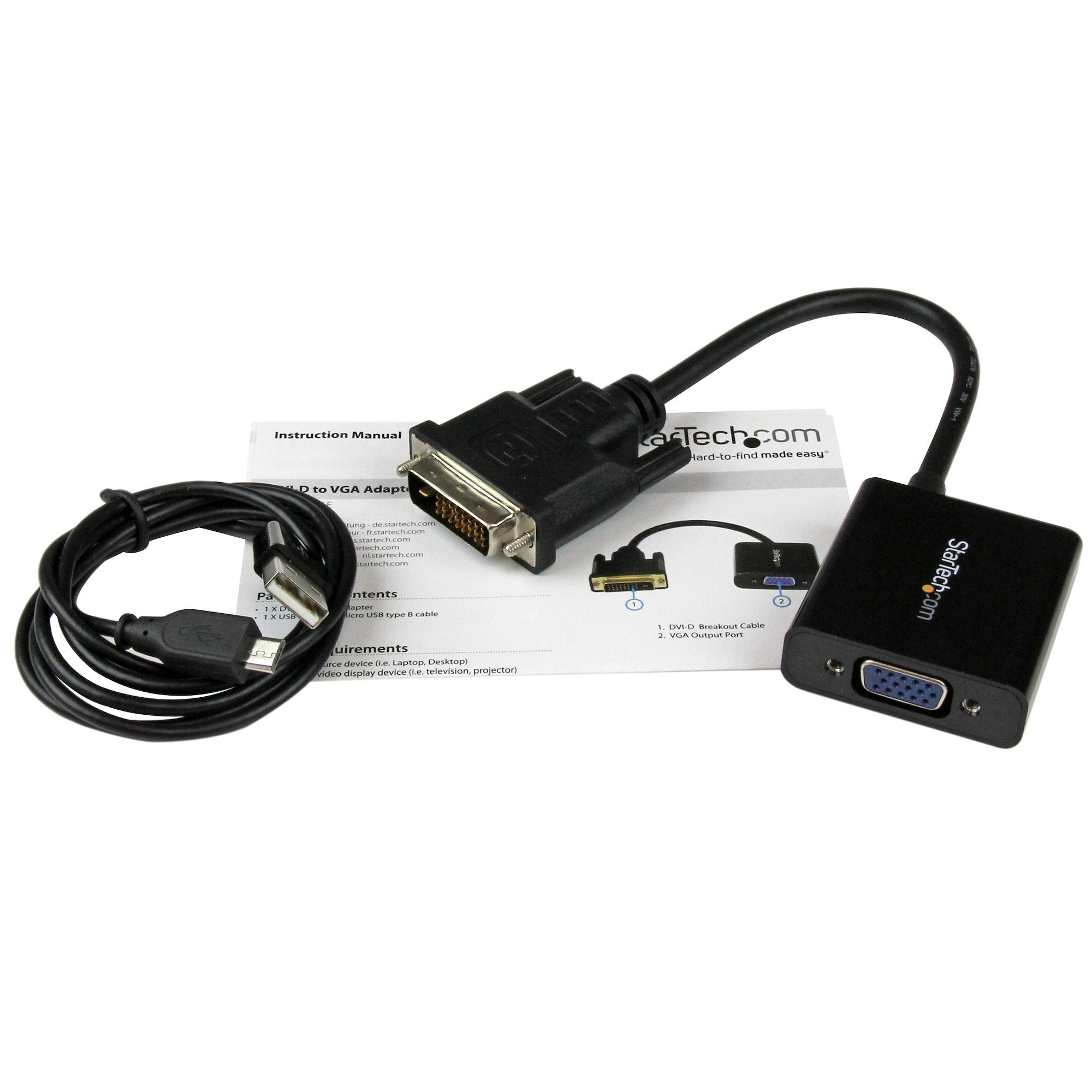 DVI-D to VGA Active Adapter Converter Cable - 1080p 