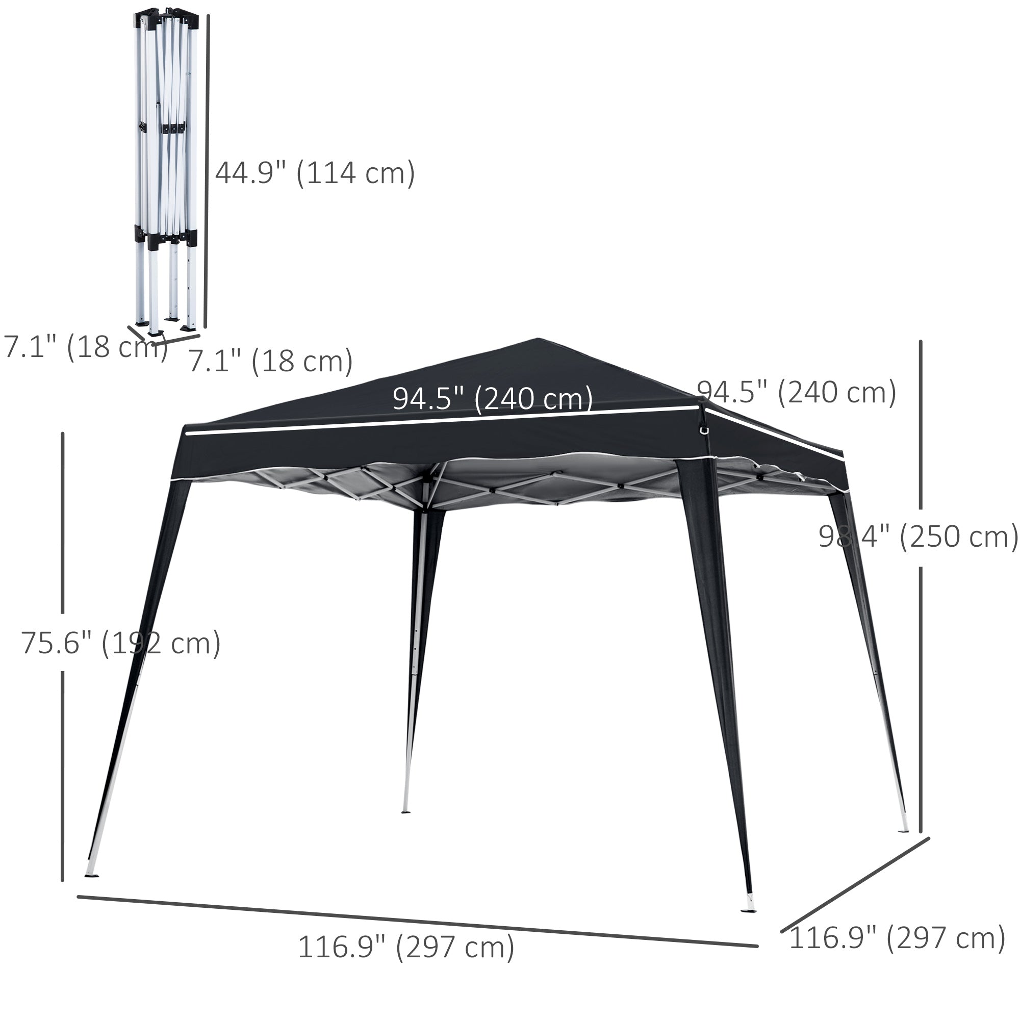 Outsunny 8' x 8' Pop Up Canopy, Outdoor Foldable Tent, Portable Canopy Tent with Carrying Bag for Camping, Party, Picnic, Black 