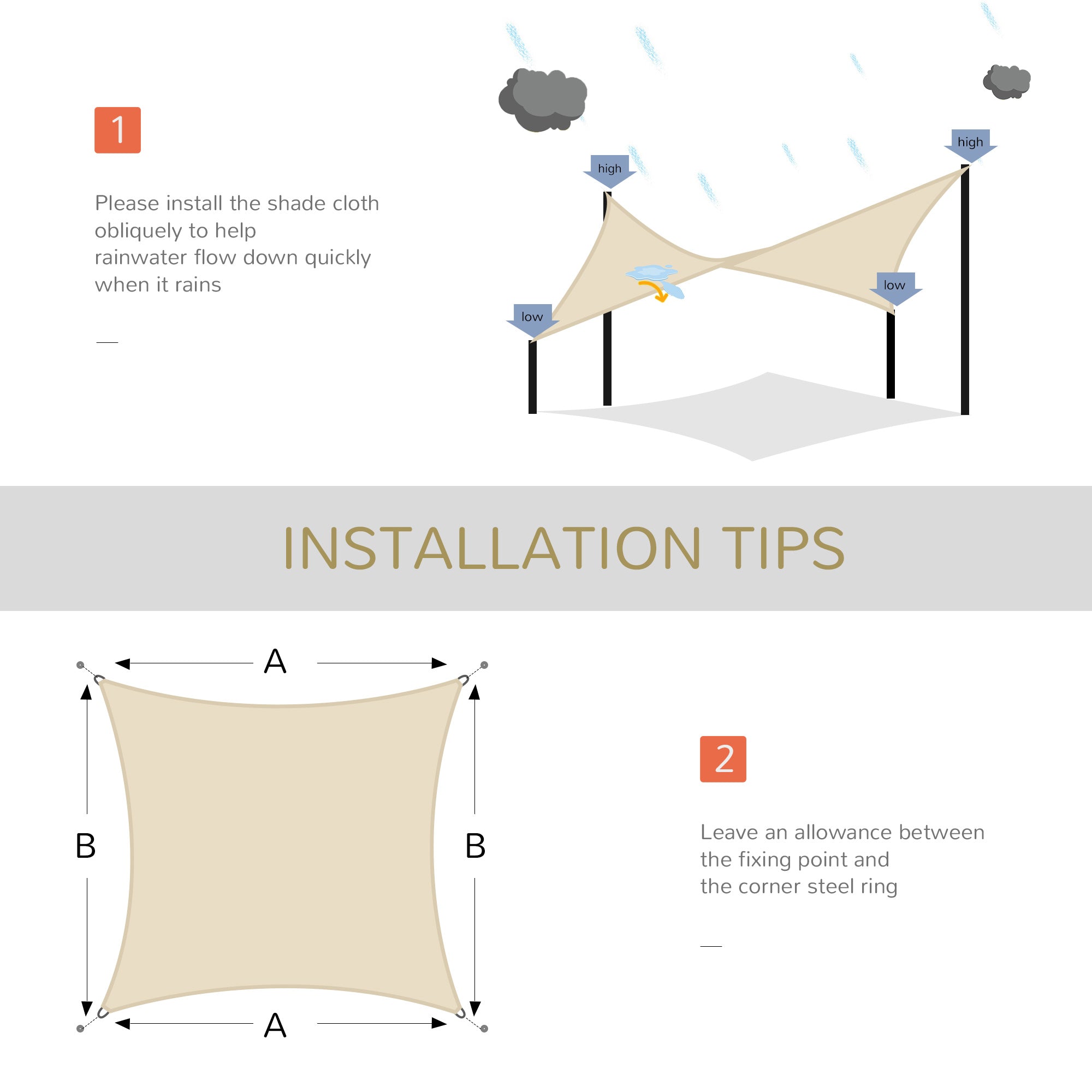 Outsunny Sun Sail Shade: 13'x20' Cream Rectangle UV Protector Canopy for Outdoor Patio & Lawn with Bag 