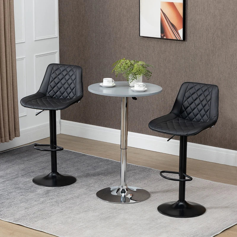 Bar Stools Set of 2, Swivel Counter Height Barstools with Back, Footrest, Adjustable Height, Black