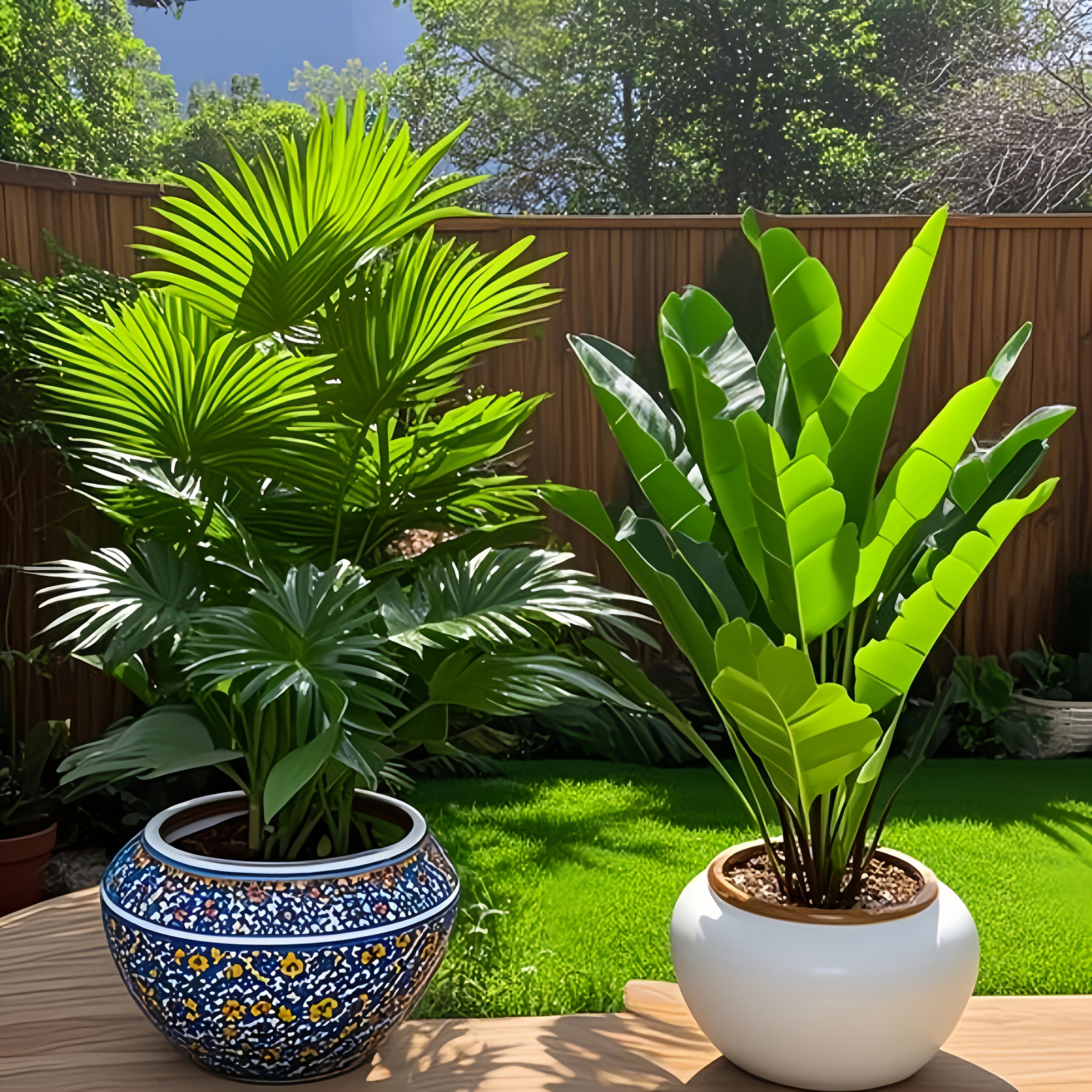 2pcs set of large artificial palm trees - UV resistant, suitable for indoor and outdoor decoration, home, hotel, garden, office, wedding and vacation scenes, floor placement, multifunctional room decoration, green leaf archit 