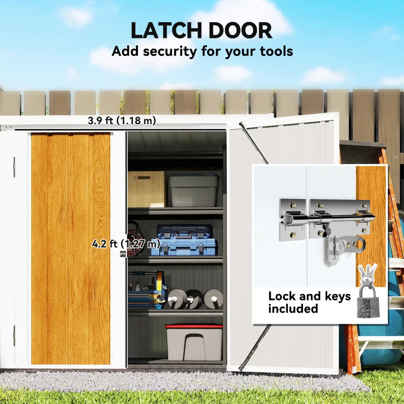 5' x 3' Metal Garden Storage Shed, Tool House with Double Doors for Backyard, Patio, Lawn