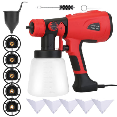 Electric Paint Sprayer HVLP Spray Painting Gun Handheld Painter with Different Spray Patterns 5 Nozzles 800ML Detachable Cup Flow Adjustable Length Ad 