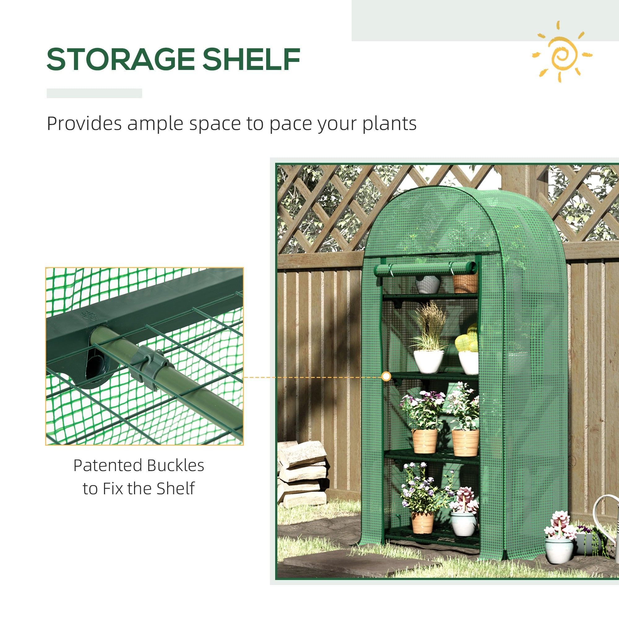 Outsunny Outdoor Mini Grow Station Nursery: Portable Green Dwelling with Shelves Zippered Door PE Cover 31.5" x 19.3" x 63" Green 