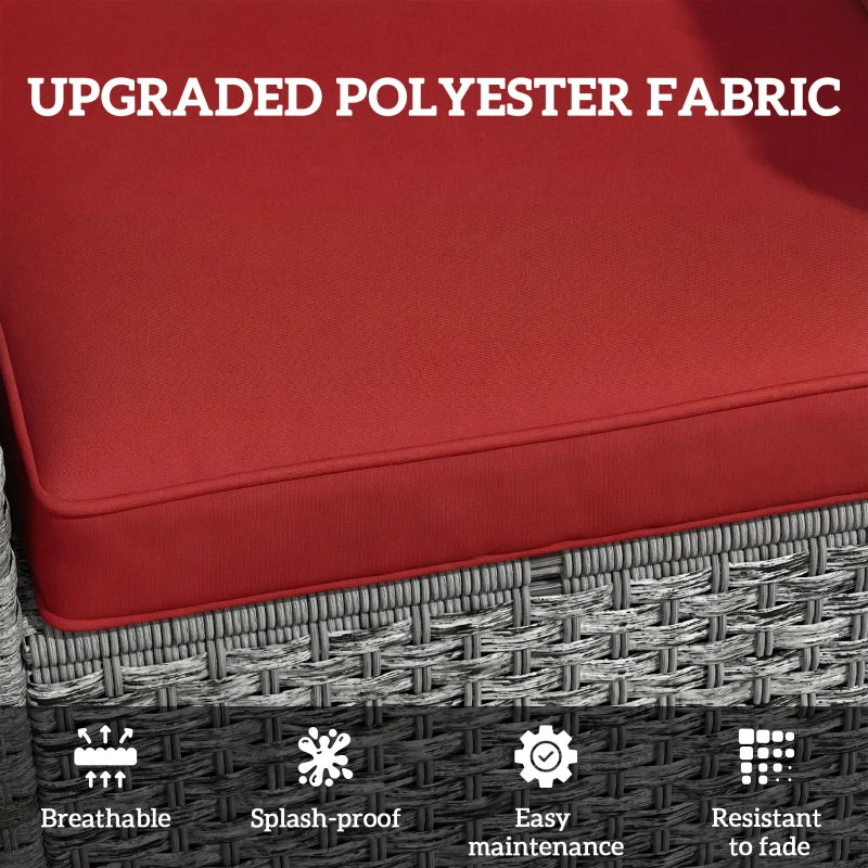 Seat Cushion Back Pillows Replacement Set of 2, Patio Chair Cushions Set for Indoor Outdoor, Wine Red