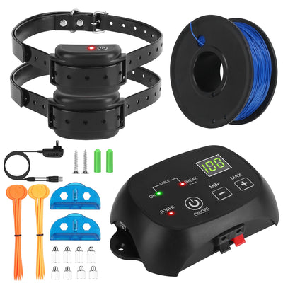 Dog Fence System Pet Containment System with 100 Adjustable Levels 2 Receivers IPX7 Waterproof Rechargeable Underground Fence for Small Medium Large D 
