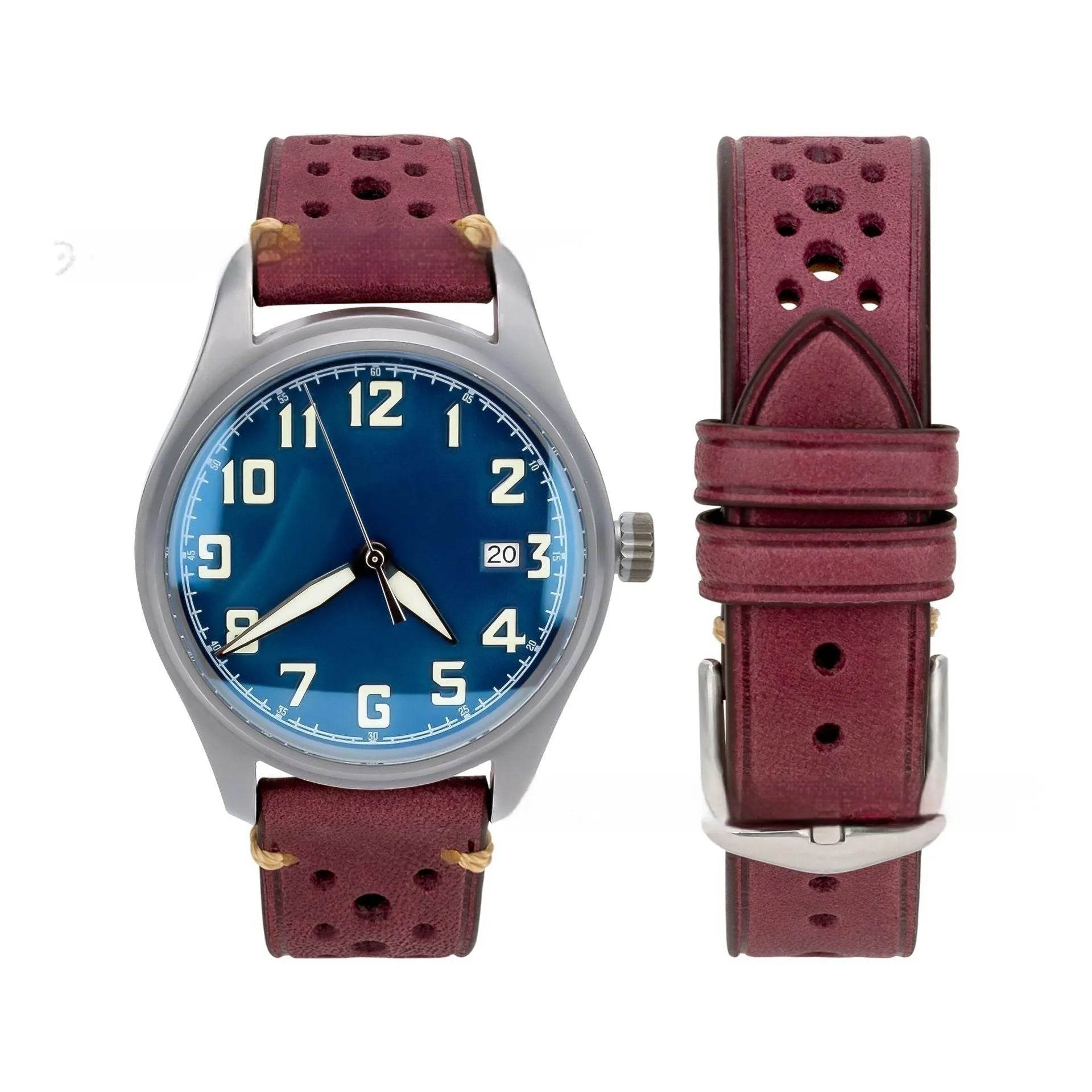 20mm Watch First Layer Cow Leather Watch Strap Retro Comfort 