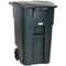 Outdoor Garbage Bin with Lid and Wheels, 53 Gallon Large Trash Can Garbage Can with Handle for Patio, Yard, Dark Grey