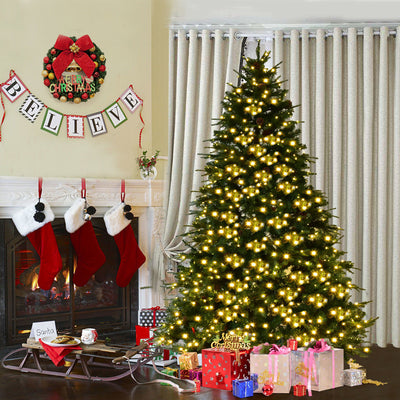 7.5 ft Artificial Christmas Tree with LED Lights and Pine ConesÂ 
