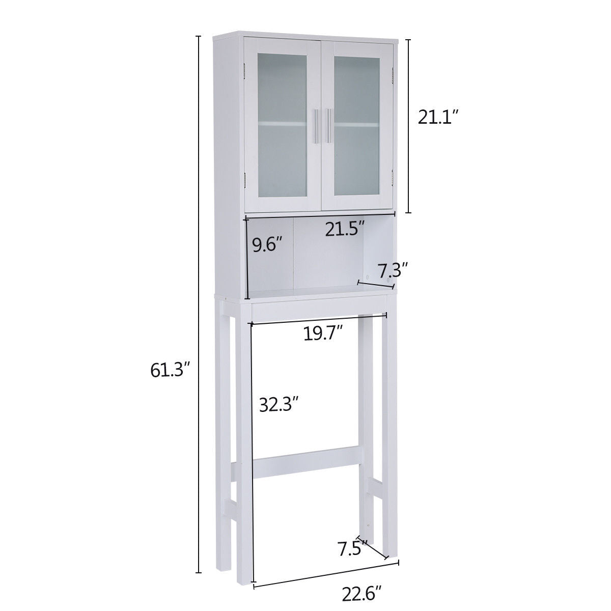 Wooden over the toilet Storage Cabinet with Tower Rack